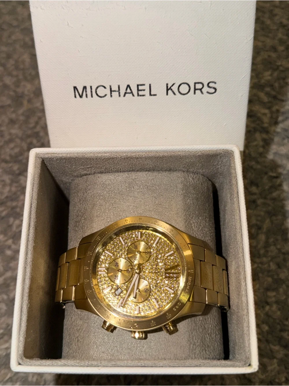 Michael Kors Oversized Berkley Pavé Gold-Tone Watch